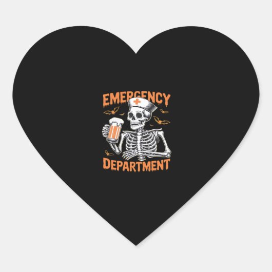 Room 2 Sided Emergency Department Halloween Nurse  Hart Sticker (Voorkant)