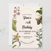 Room en groene bloem 18e verjaardag  kaart (Voorkant)