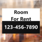 Room For Rent Black and White Phone Number Raamsticker (Vel 2)