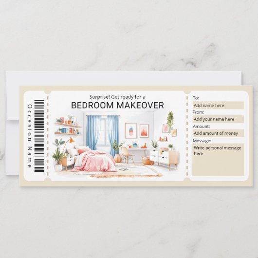Room Makeover Gift Certificate Kaart (Voorkant)