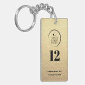 Room Number Business Logo Moderne Kantoor Sleutelhanger (Voorkant Links)