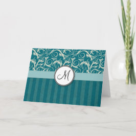 Room op Blauwgroen BloemenBosjes & Strepen met Notitiekaartje