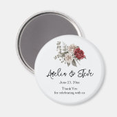 Room & Rode Roos Bloemboeket Trouw Dank Je Magneet (Voorkant / Achterkant)