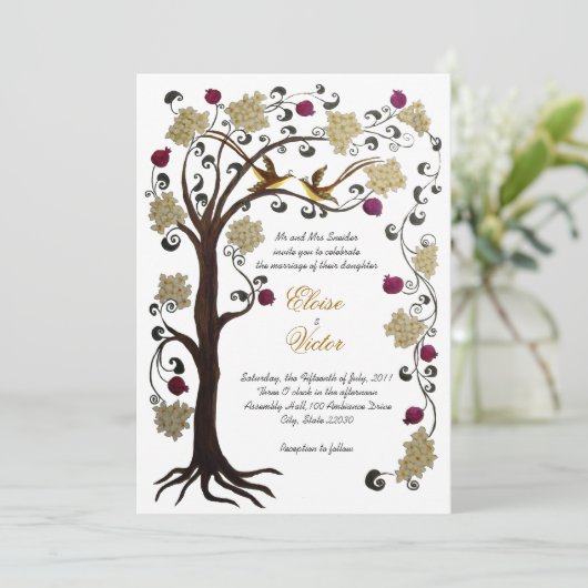 Room van de levensuitnodiging (v) crème/wit kaart (Staand voorkant)