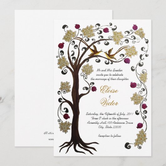 Room van de levensuitnodiging (v) crème/wit kaart (Voorkant / Achterkant)