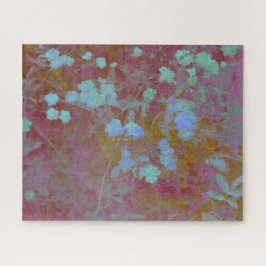 Roomblauw en roze bloempatroon legpuzzel