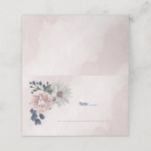 roomblauwe en witte florale tafel plaatskaartje (Buitenkant ongevouwen)