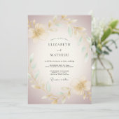 Roomblossem Romantische Bruiloft Kaart (Staand voorkant)