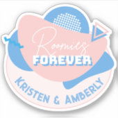 "Roomies forever" retro kamergenoot aangepaste nam Sticker (Voorkant)