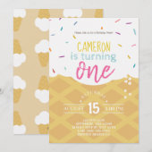 roomijs | Bestrooien | 1e verjaardag uitnodiging (Voorkant / Achterkant)