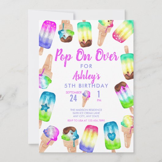 roomijs | ijsvlek | Kleurrijke verjaardag Kaart (Voorkant)