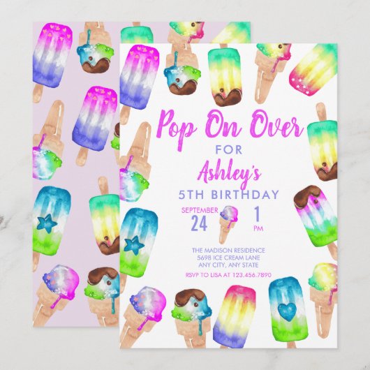 roomijs | ijsvlek | Kleurrijke verjaardag Kaart (Voorkant / Achterkant)