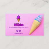 roomijsbedrijf | Roze Schattigee streepjescode Visitekaartje (Achterkant)