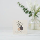 Roominterieurs, planten voor de reusachtig aardewe vierkante visitekaartje (Staand voorkant)