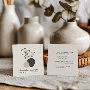 Roominterieurs, planten voor de reusachtig aardewe vierkante visitekaartje