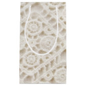 Roomkleurig ontwerp met haakkant klein cadeauzakje (Voorkant)