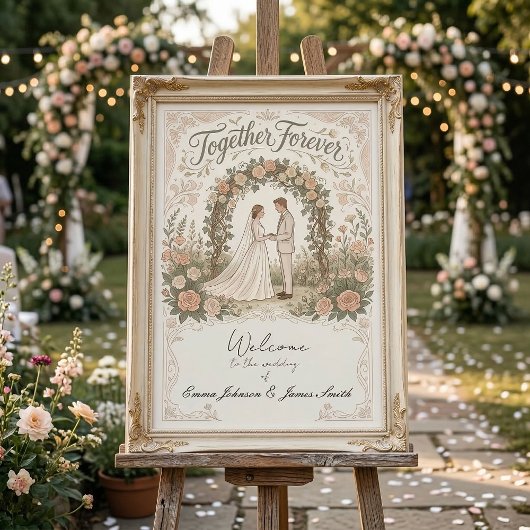 Roomkleurige bloemen bruiloftsposter poster