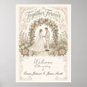 Roomkleurige bloemen bruiloftsposter poster (Voorkant)