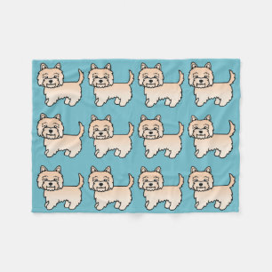Roomkleurige Cairn Terrier Cartoon Hondenillustrat Fleece Deken