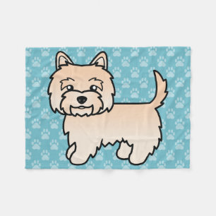 Roomkleurige Cairn Terrier Cartoon Hondenillustrat Fleece Deken