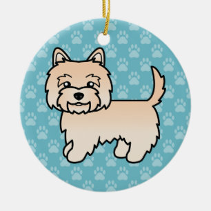 Roomkleurige Cairn Terrier Cartoon Hondenillustrat Keramisch Ornament