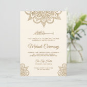 Roomkleurige en gouden islamitische moslim-mehndic kaart (Staand voorkant)