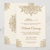 Roomkleurige en gouden islamitische moslim-mehndic kaart (Voorkant / Achterkant)