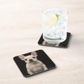 Roomkleurige Franse bulghpuppy Drankjes Onderzetter (Rechterzijde)