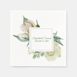 Roomkleurige Hortensia Watercolor Lijst Bruiloft Servet