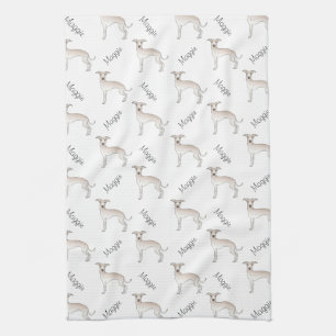 Roomkleurige Italiaanse Greyhound Mopshond Patroon Theedoek