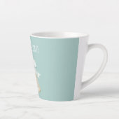 Roomkleurige Kerstbel met Mooie Blauwe Strik Latte Mok (Rechts)