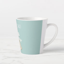 Roomkleurige Kerstbel met Mooie Blauwe Strik Latte Mok