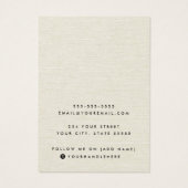 Roomkleurige linnen, logo-oorkaartje visitekaartje (Achterkant)