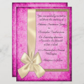  roomlintje op roze bruiloft kaart (Voorkant / Achterkant)