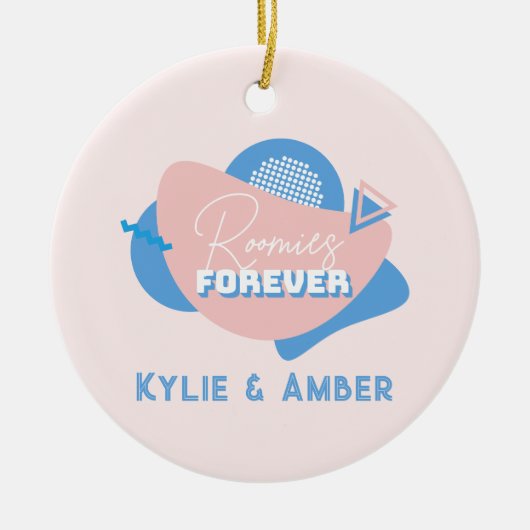Roommate Gift "Roomies Forever" Retro aangepaste f Keramisch Ornament (Voorkant)
