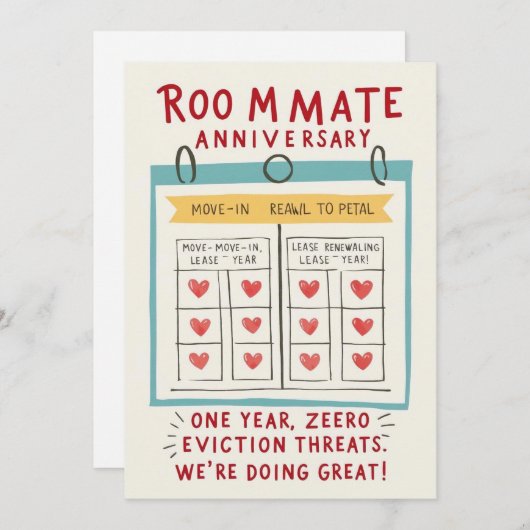 Roommate Jubileum Kaart (Voorkant / Achterkant)