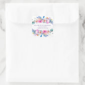 Roomroze kleur van Floral Vierkante Sticker (Tas)