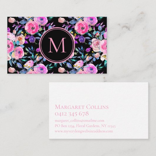 Roomroze kleur van Floral Visitekaartje (Voorkant / Achterkant)