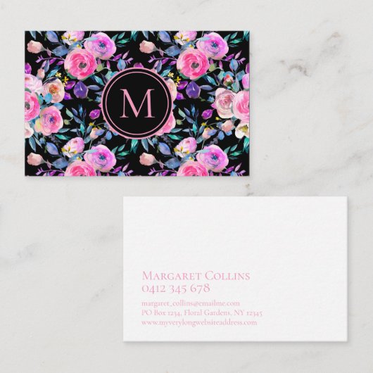 Roomroze kleur van Floral Visitekaartje (Voorkant / Achterkant)
