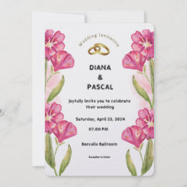 Roomroze waterverf bruiloft uitnodiging