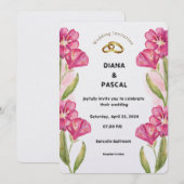 Roomroze waterverf bruiloft uitnodiging (Voorkant / Achterkant)