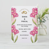 Roomroze waterverf bruiloft uitnodiging (Staand voorkant)