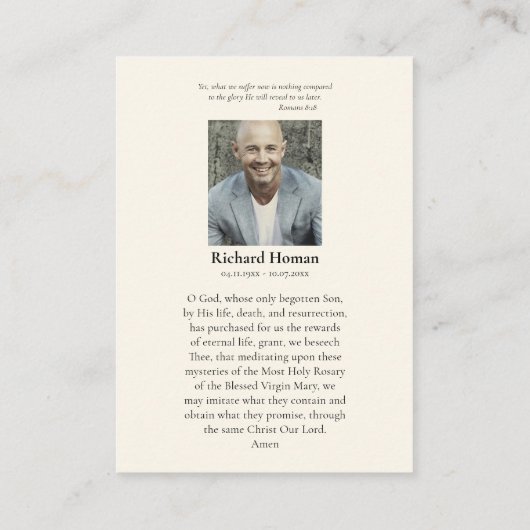 Rooms-Katholieke Foto Begrafenisgebed Kaart Plaatskaartje (Achterkant)