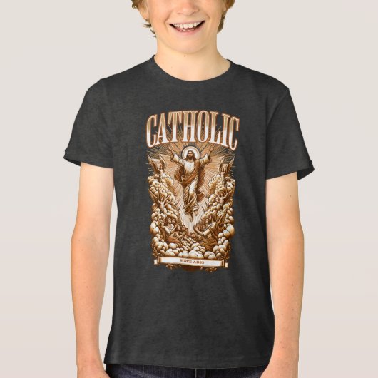 Rooms-Katholieke Kerk sinds AD33 Traditioneel Tri-Blend Shirt (Voorkant)