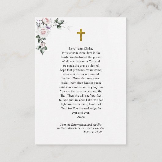 Rooms-Katholieke Maagd Maria Begrafenisgebed Kaart Plaatskaartje (Achterkant)