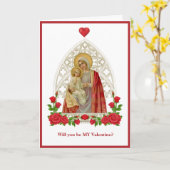 Rooms-Katholieke Maagd Maria Jezus Religieuze Roze Kaart (Gele Bloem)