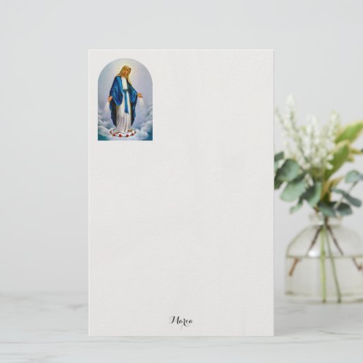 Rooms-Katholieke Maagd Maria Rode Rozen Gepersonal Briefpapier (Staand voorkant)