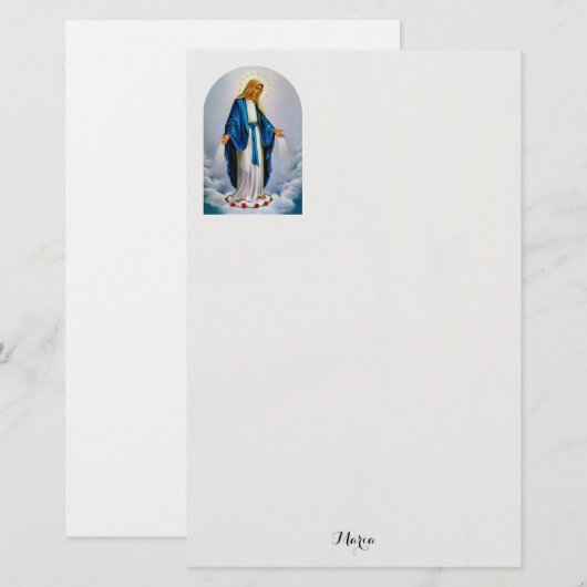 Rooms-Katholieke Maagd Maria Rode Rozen Gepersonal Briefpapier (Voorkant / Achterkant)