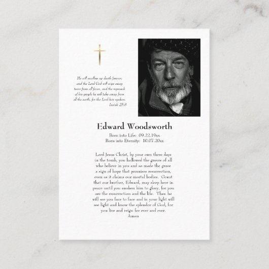 Rooms-Katholieke Memorial Foto Gebed Kaart Plaatskaartje (Achterkant)