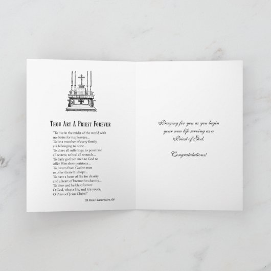 Rooms-katholieke priesterwijdingskaart Jezus Relig Kaart (Binnen)